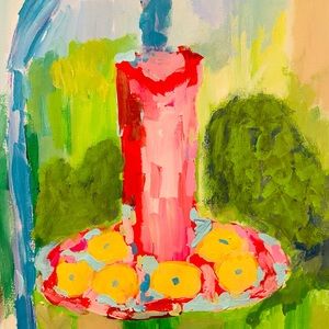 Hummingbird feeder acrylic painting on grade watercolor paper